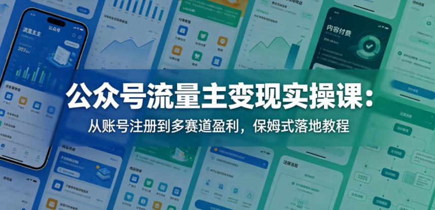 公众号流量主变现实操课：从账号注册到多赛道盈利，保姆式落地教程-蜗牛学社