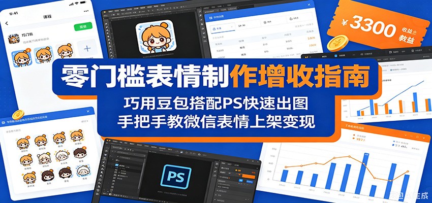 零门槛表情制作增收指南：巧用豆包搭配 PS 快速出图，手把手教微信表情上架变现-蜗牛学社