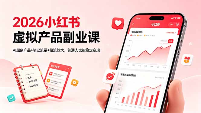 2026小红书虚拟产品副业课，AI原创产品+笔记流量+投流放大，普通人也能稳定变现-蜗牛学社