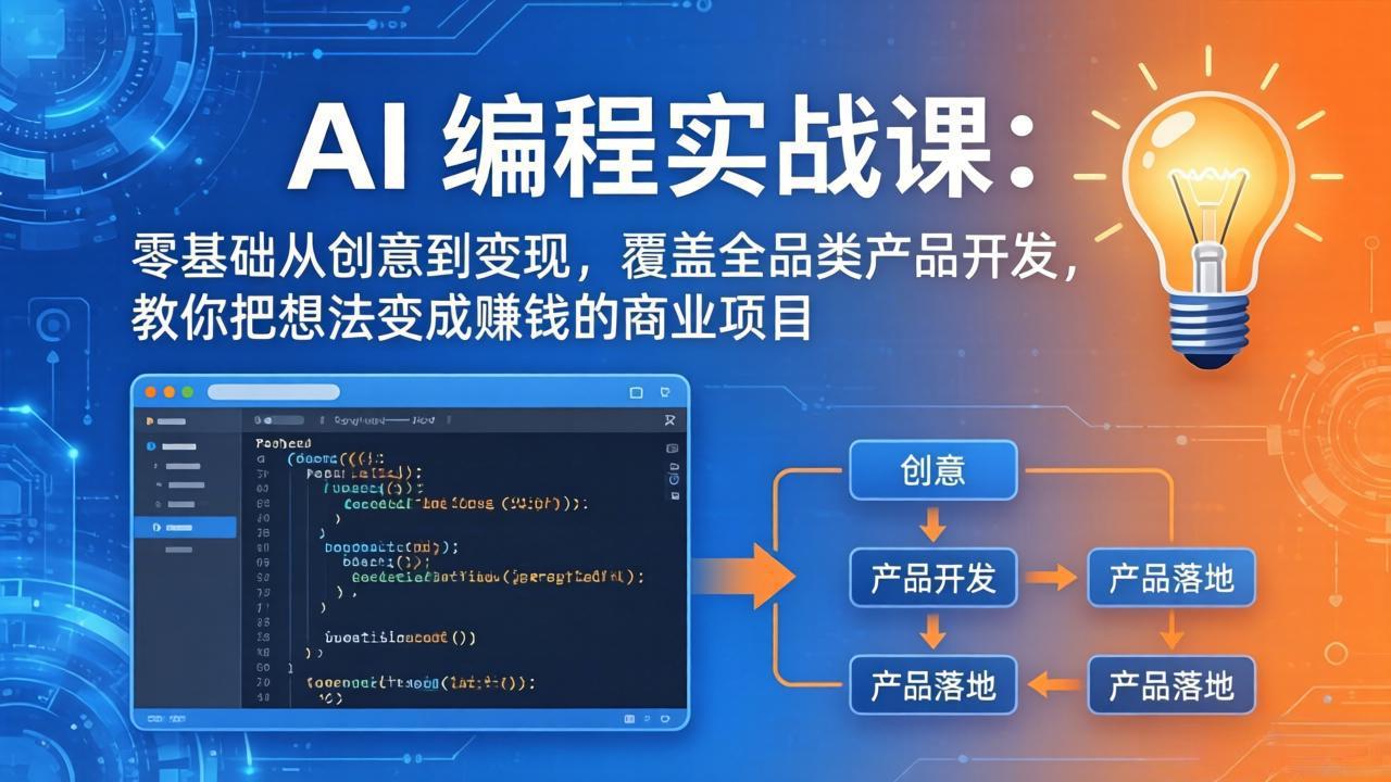 AI编程实战课-第三期-5月9更新：零基础从创意到变现，覆盖全品类产品开发，把想法变成赚钱项目-蜗牛学社