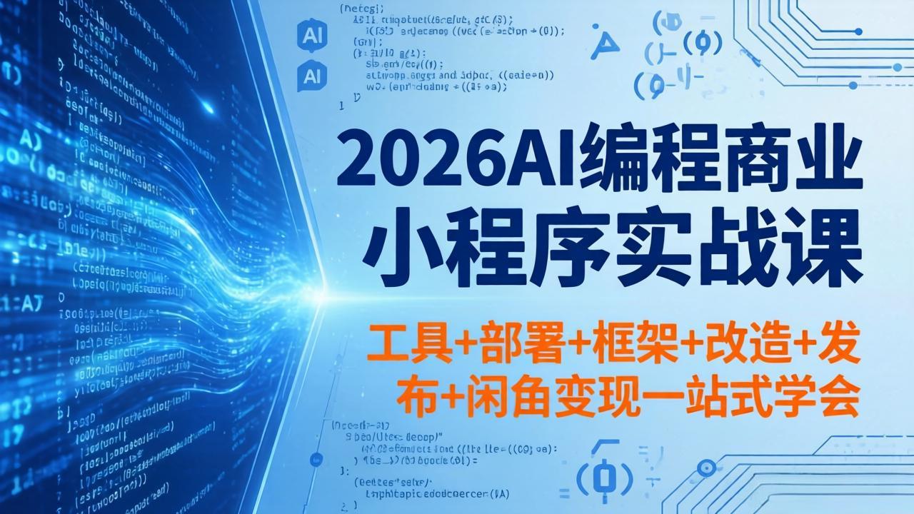 2026AI编程商业小程序实战课，工具+部署+框架+改造+发布+闲鱼变现一站式学会-蜗牛学社