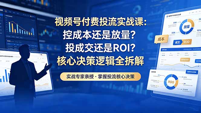 视频号付费投流实战课-5月：控成本还是放量？投成交还是ROI？核心决策逻辑全拆解-蜗牛学社