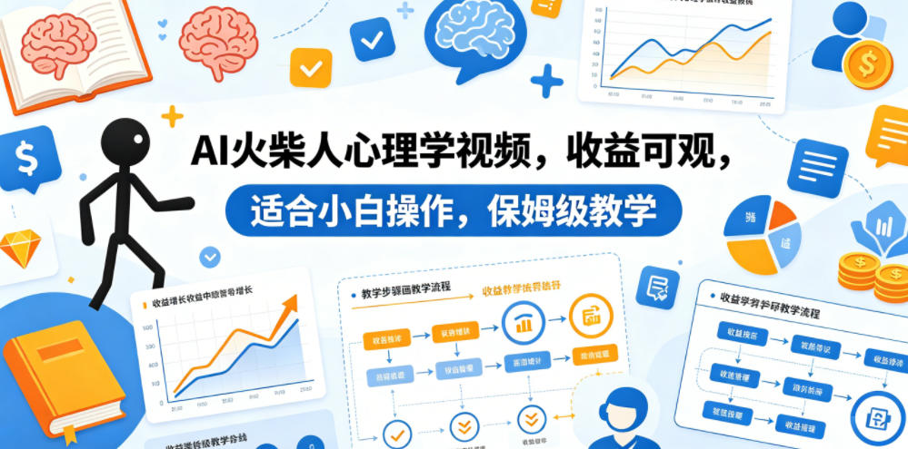 AI火柴人心理学视频，收益可观，适合小白操作，保姆级教学-蜗牛学社