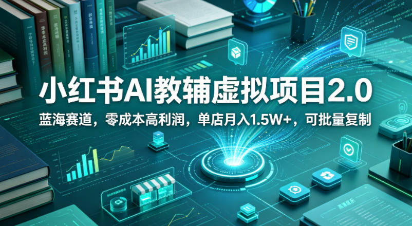 小红书AI教辅虚拟项目2.0，蓝海赛道，零成本高利润，单店月入1.5W+，可批量复制-蜗牛学社