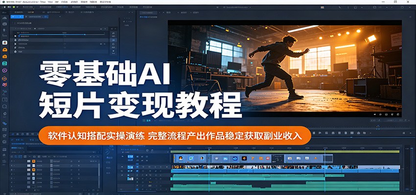 零基础AI短片变现教程：软件认知搭配实操演练，完整流程产出作品稳定获取副业收入-蜗牛学社