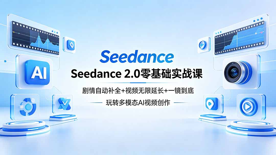 Seedance 2.0零基础实战课：剧情自动补全+视频无限延长+一镜到底：玩转多模态AI视频创作-蜗牛学社