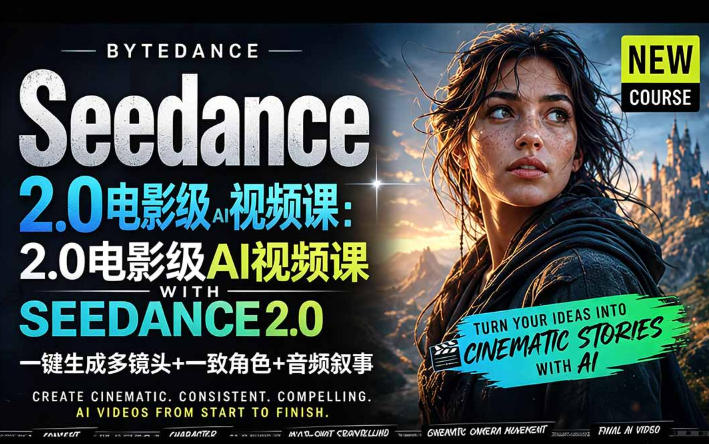 字节跳动的Seedance 2.0 AI电影视频生成制作教程，一键生成多镜头+一致角色+音频叙事-中英字幕-蜗牛学社