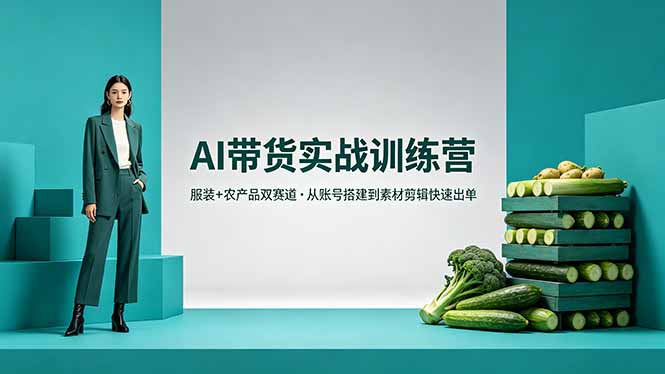 AI带货实战训练营，服装+农产品双赛道，从账号搭建到素材剪辑快速出单-蜗牛学社