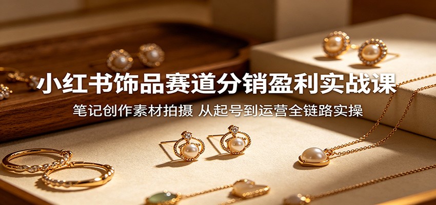 小红书饰品赛道分销盈利实战课：笔记创作素材拍摄，从起号到运营全链路实操-蜗牛学社