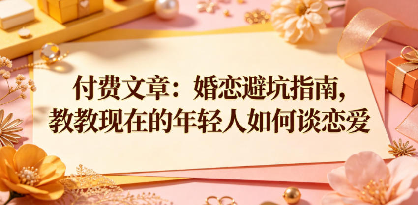 付费文章：婚恋避坑指南，教教现在的年轻人如何谈恋爱-蜗牛学社