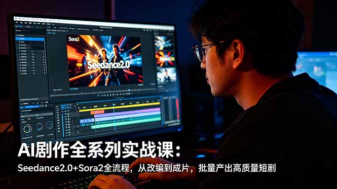 AI剧作全系列实战课:Seedance2.0+Sora2全流程,从改编到成片,批量产出高质量短剧-蜗牛学社