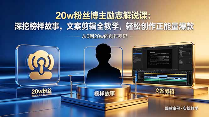 20w粉丝博主励志解说课:深挖榜样故事,文案剪辑全教学,轻松创作正能量爆款-蜗牛学社