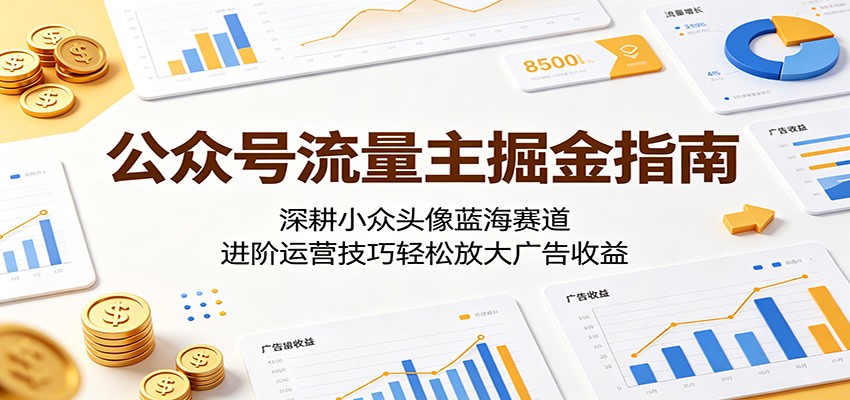 公众号流量主掘金指南：深耕小众头像蓝海赛道，进阶运营技巧轻松放大广告收益-蜗牛学社