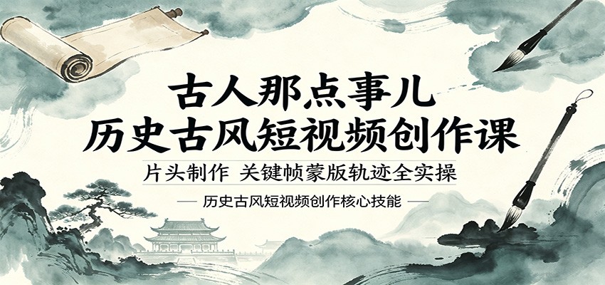 古人那点事儿历史古风短视频创作课，片头制作，关键帧蒙版轨迹全实操-蜗牛学社