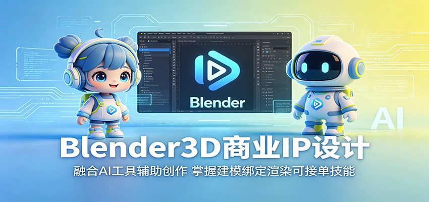Blender3D商业IP设计：融合AI工具辅助创作，掌握建模绑定渲染可接单技能-蜗牛学社