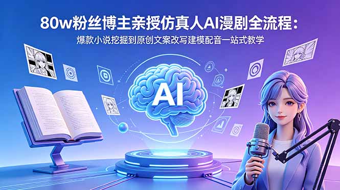 80w粉丝博主亲授仿真人AI漫剧全流程:爆款小说挖掘到原创文案改写建模配音一站式教学-蜗牛学社