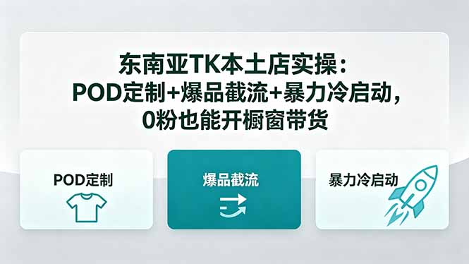 东南亚TK本土店实操：POD定制+爆品截流+暴力冷启动，0粉也能开橱窗带货-蜗牛学社