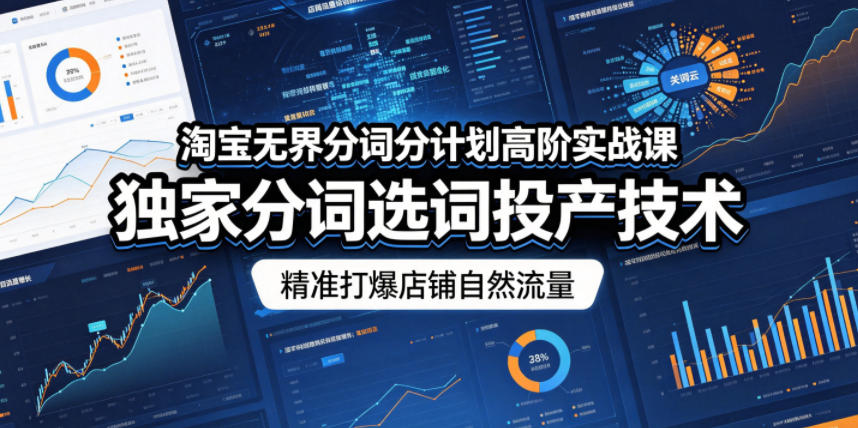 淘宝无界分词分计划高阶实战课，独家分词选词投产技术，精准打爆店铺自然流量-蜗牛学社