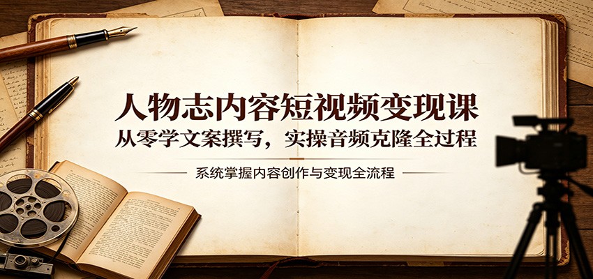 人物志内容短视频变现课：从零学文案撰写，实操音频克隆全过程-蜗牛学社