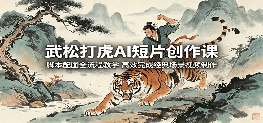 武松打虎AI短片创作课:脚本配图全流程教学,高效完成经典场景视频制作-蜗牛学社