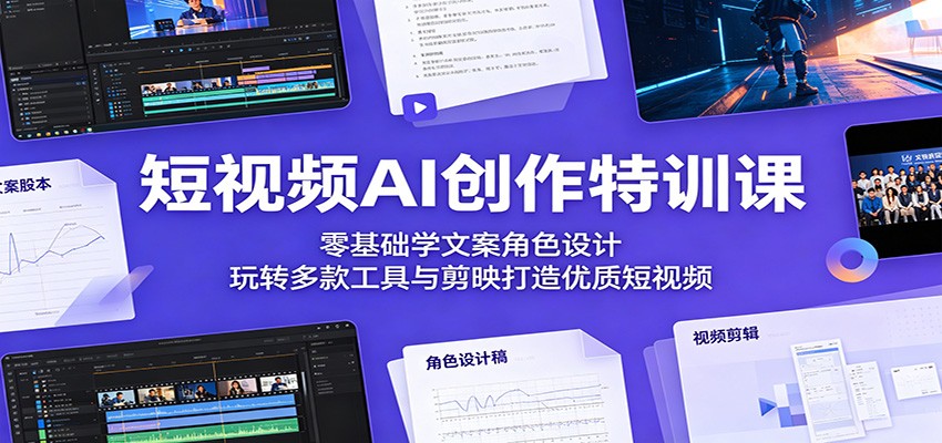 短视频AI创作特训课：零基础学文案角色设计，玩转多款工具与剪映打造优质短视频-蜗牛学社