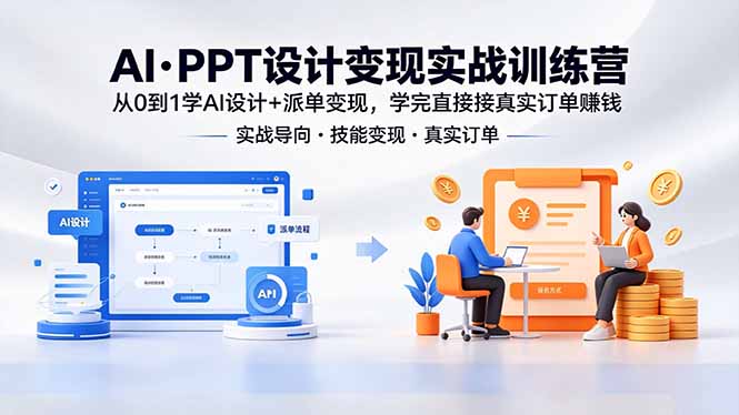 AI·PPT设计变现实战训练营，从0到1学AI设计+派单变现，学完直接接真实订单赚钱-蜗牛学社