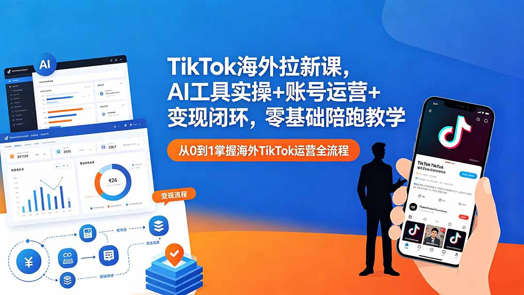 TikTok海外拉新课，AI工具实操+账号运营+变现闭环，零基础陪跑教学-蜗牛学社