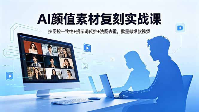 AI颜值素材复刻实战课,多图控一致性+提示词反推+洗图去重,批量做爆款视频-蜗牛学社