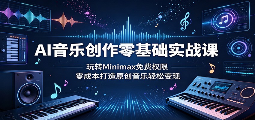AI音乐创作零基础实战课:玩转Minimax免费权限,零成本打造原创音乐轻松变现-蜗牛学社