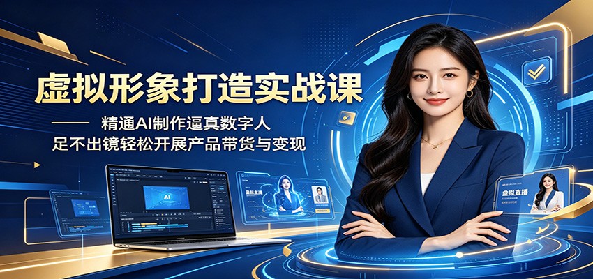 虚拟形象打造实战课：精通AI制作逼真数字人，足不出镜轻松开展产品带货与变现-蜗牛学社