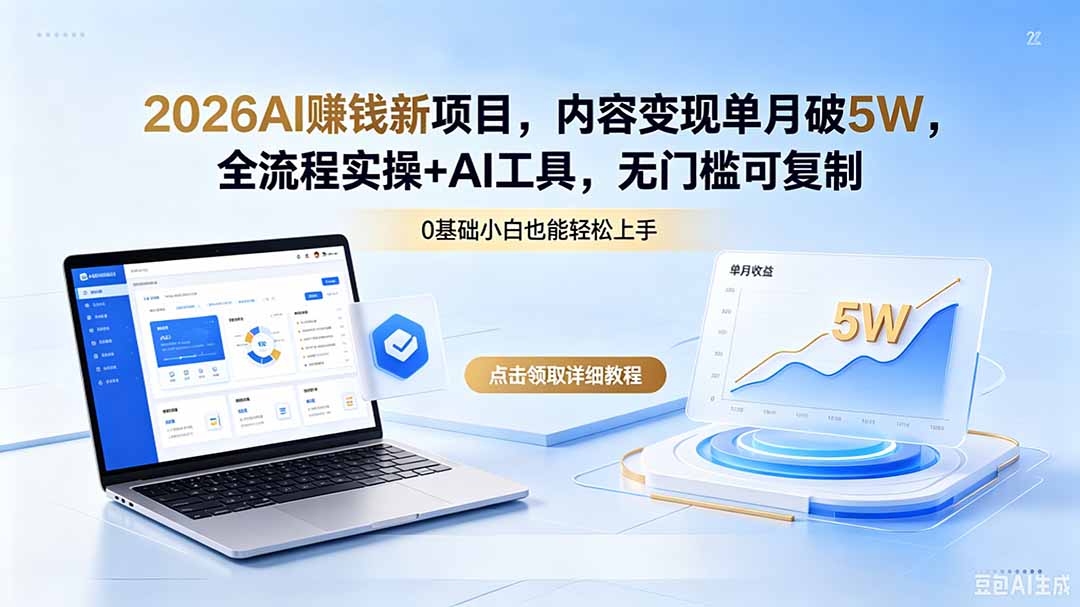 2026AI赚钱新项目，内容变现单月破5W，全流程实操+AI工具，无门槛可复制-蜗牛学社