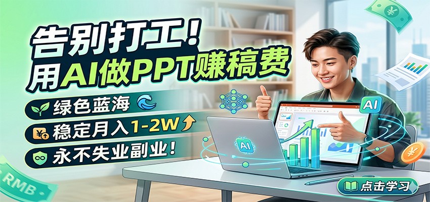 告别打工！用AI做PPT赚稿费，绿色蓝海，稳定月入1-2W，永不失业副业！-蜗牛学社