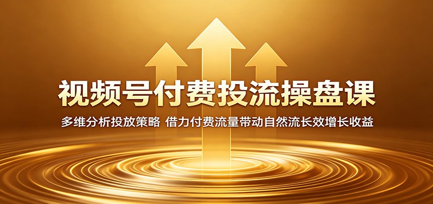 视频号付费投流操盘课：多维分析投放策略，借力付费流量带动自然流长效增长收益-蜗牛学社