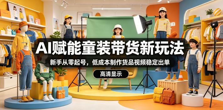 AI赋能童装带货新玩法，新手从零起号，低成本制作货品视频稳定出单-蜗牛学社