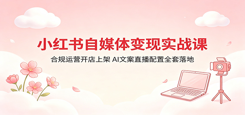 小红书自媒体变现实战课：合规运营开店上架，AI文案直播配置全套落地-蜗牛学社