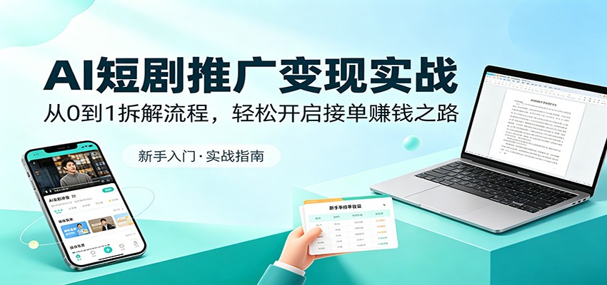 AI短剧推广变现实战：从0到1拆解流程，轻松开启接单赚钱之路-蜗牛学社