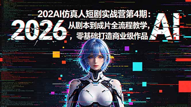 2026AI仿真人短剧实战营第4期：从剧本到成片全流程教学，零基础打造商业级作品-蜗牛学社