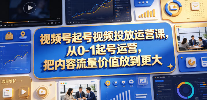 视频号起号视频投放运营课,从0-1起号运营,把内容流量价值放到更大-蜗牛学社