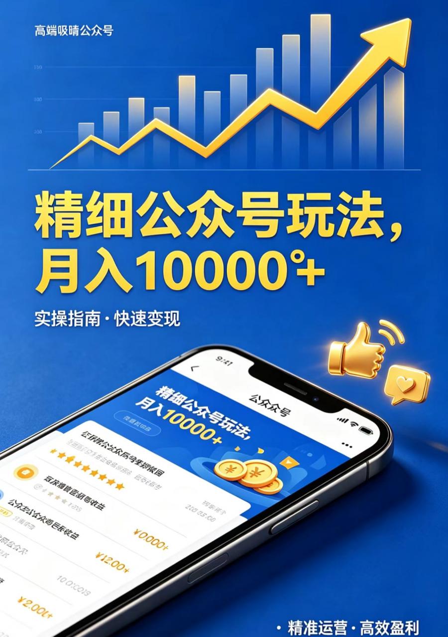 精细公众号玩法，月入10000+，实操指南，快速变现-蜗牛学社