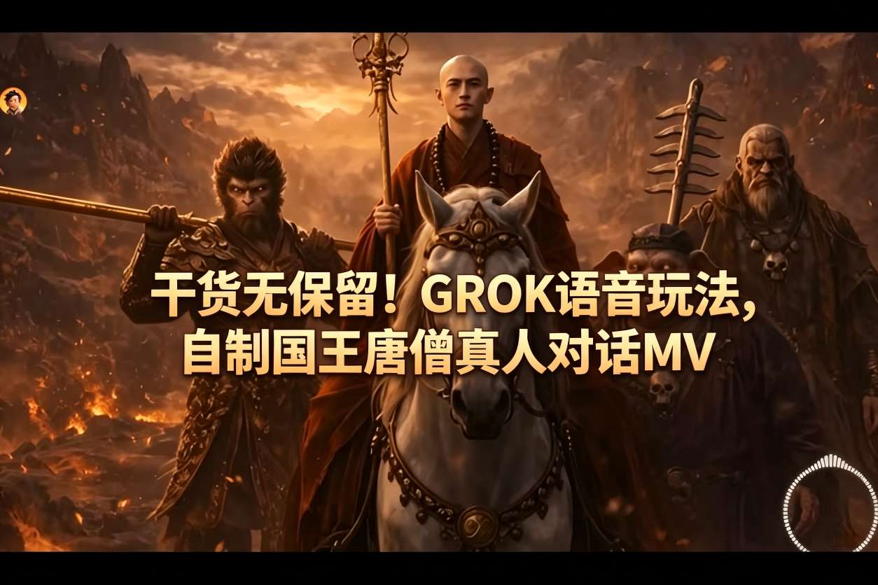 干货无保留！GROK语音玩法，自制国王唐僧真人对话MV-蜗牛学社