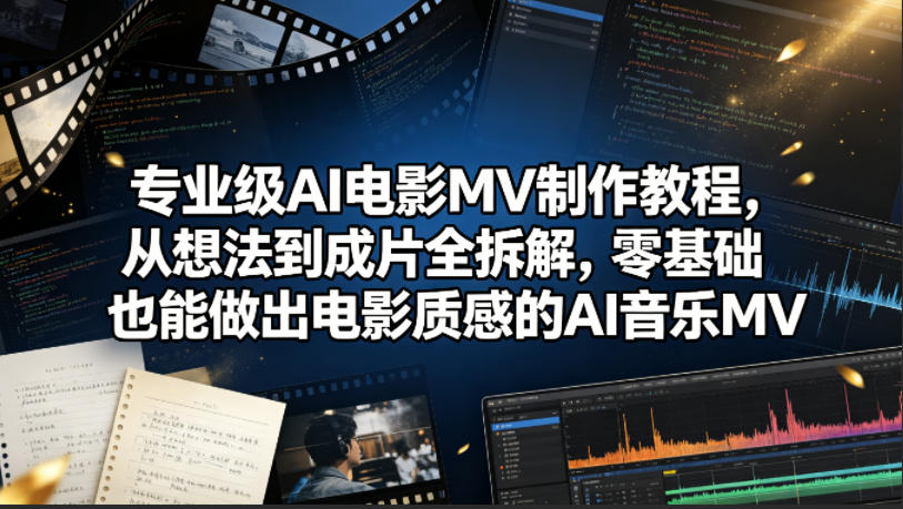 专业级AI电影MV制作教程，从想法到成片全拆解，零基础也能做出电影质感的AI音乐MV-蜗牛学社