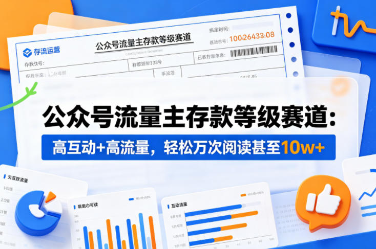 公众号流量主之存款等级赛道，高互动+高流量，轻松达到万次阅读，甚至10w+-蜗牛学社