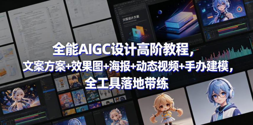 全能AIGC设计高阶教程，文案方案+效果图+海报+动态视频+手办建模，全工具落地带练-蜗牛学社