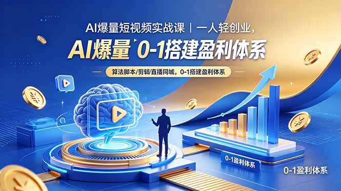 AI爆量短视频实战课｜一人轻创业，算法脚本剪辑直播同城，0-1搭建盈利体系-蜗牛学社
