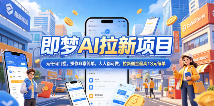 2026年即梦AI拉新项目最新玩法，无任何门槛，操作非常简单，人人都可做，拉新佣金最高13元每单-蜗牛学社