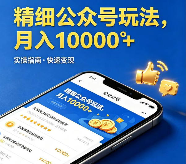 精细化公众号玩法，我们给你提供文章，你来负责发布，收益可观，月入1W+【揭秘】-蜗牛学社