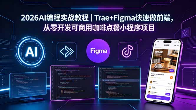 2026AI编程实战教程｜Trae+Figma快速做前端，从零开发可商用咖啡点餐小程序项目-蜗牛学社