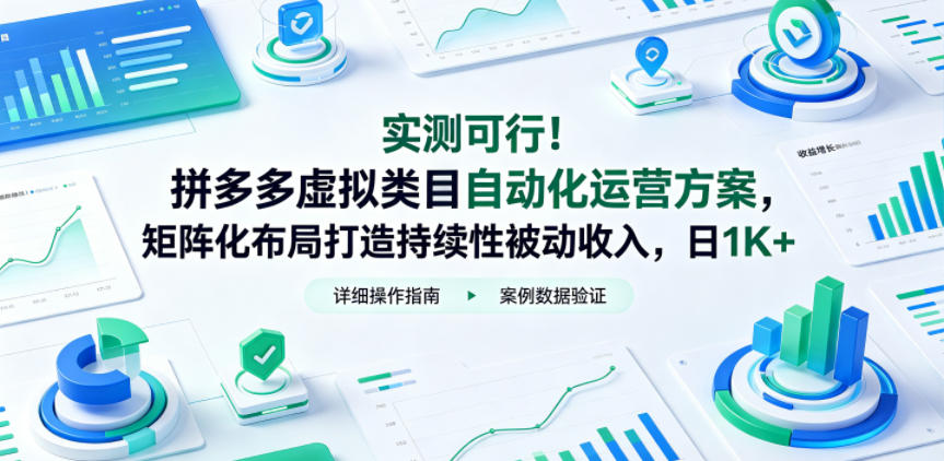 实测可行！拼多多虚拟类目自动化运营方案，矩阵化布局打造持续性被动收入，日1K+【揭秘】-蜗牛学社