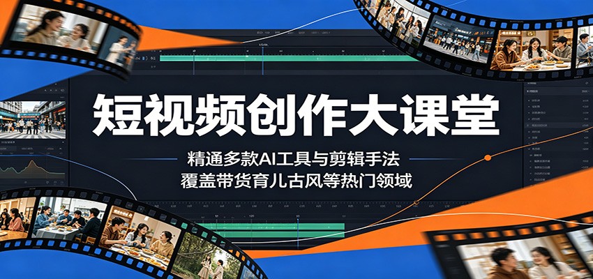 短视频创作大课堂：精通多款AI工具与剪辑手法，覆盖带货、育儿、古风等热门领域-蜗牛学社