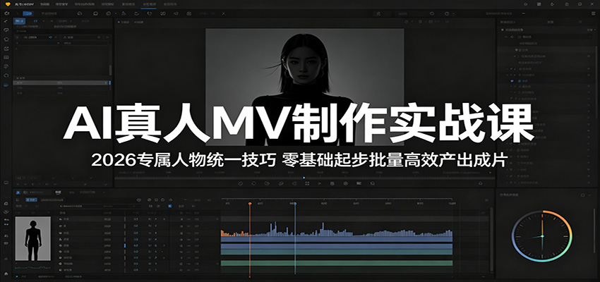 AI真人MV制作实战课：2026专属人物统一技巧，零基础起步批量高效产出成片-蜗牛学社